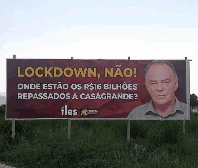 a billboard with a picture of a man and the words lockdown on it