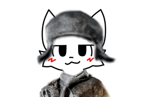 a drawing of a cat wearing a beret and scarf