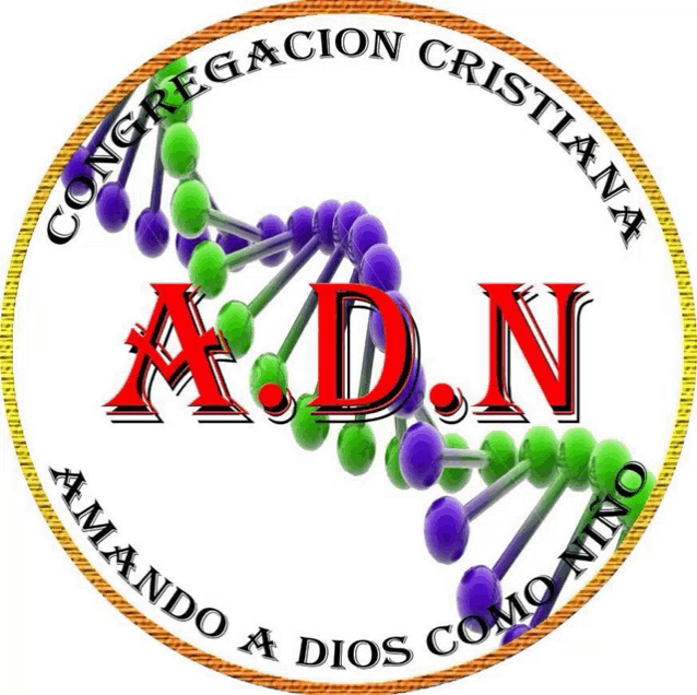 a logo for congregacion cristiana with purple green and blue molecules