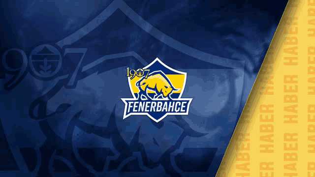 a blue and yellow logo for fenerbahce on a blue and yellow background