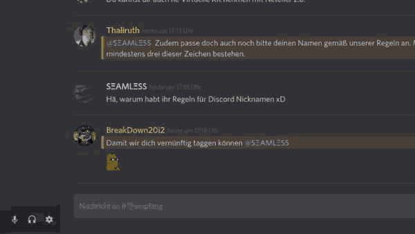 a screenshot of a discord conversation between seamless and breakdown 2012