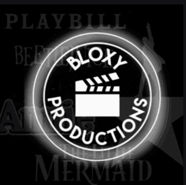 a black and white logo for bloxy productions with a clapper board in the center