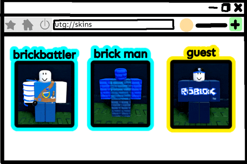 a computer screen shows a brick battler brick man and guest roblox characters