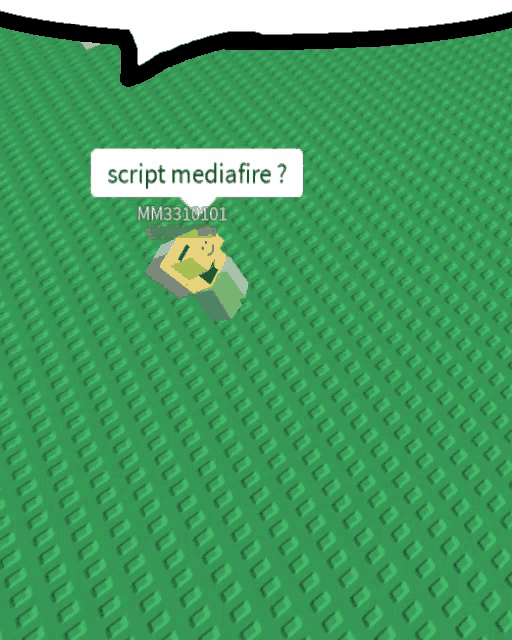 a green background with a speech bubble that reads script mediafire