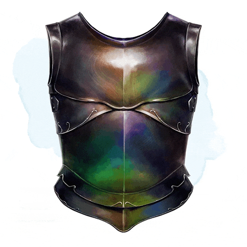 a painting of a knight 's armor with a rainbow of colors on it