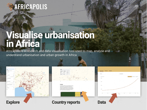 a website titled africapolis is a research and data visualisation tool used to map analyse and understand urbanisation and urban growth