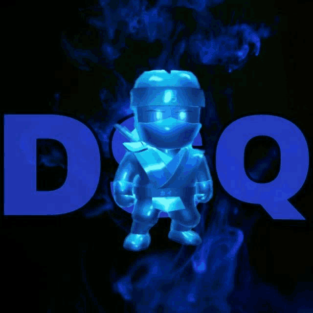 a picture of a ninja with the letter d and q in the background