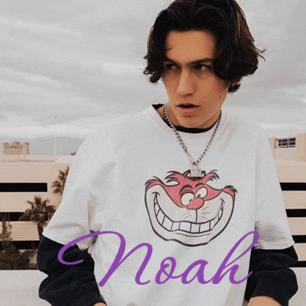 a young man wearing a t-shirt that says noah