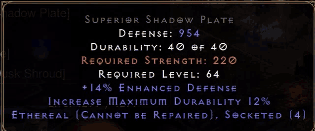 a screen shot of a video game that says superior shadow plate on it