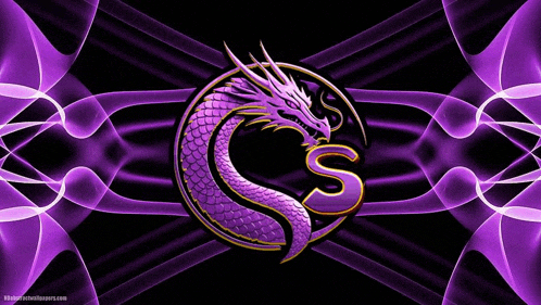 a purple dragon with the letter s in the middle