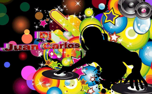 juan carlos is the name of the dj in this colorful illustration