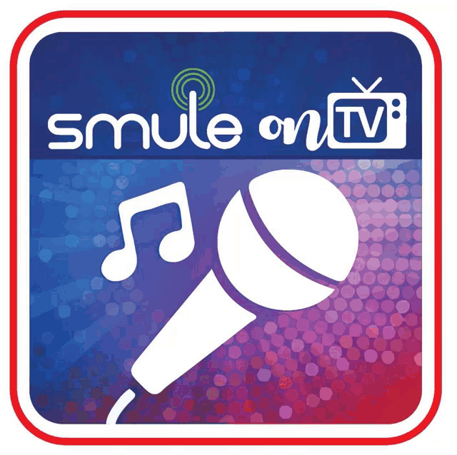 a logo for smule on tv with a microphone