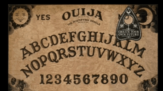 a ouija board has the alphabet and numbers on it