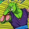 piccolo from dragon ball z is wearing a purple shirt and a blue belt .