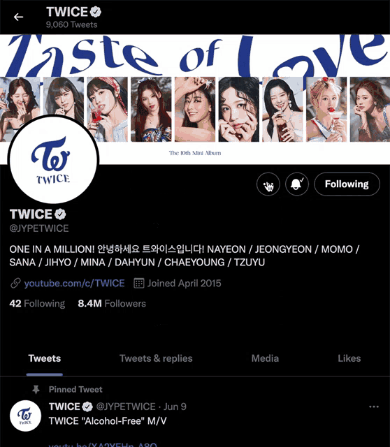 a screen shot of a twice twitter page with a block button