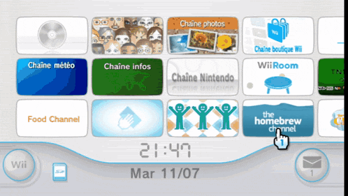 the homebrew channel is displayed on a wii screen