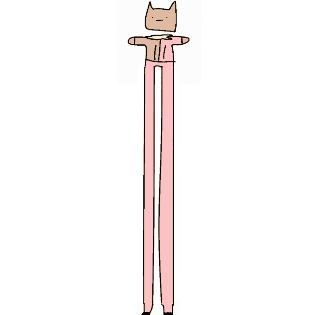 a drawing of a yellow cat with very long legs