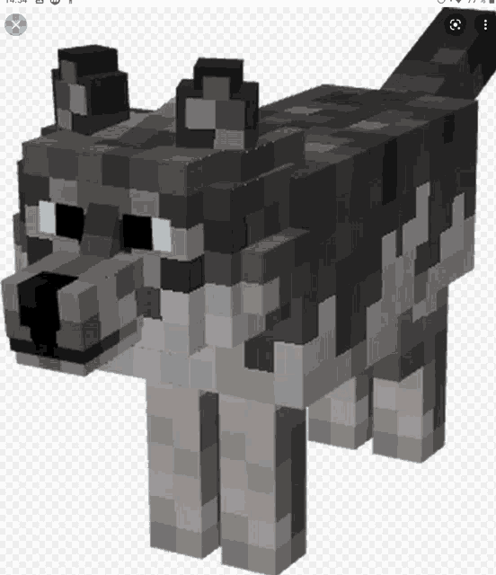 a minecraft wolf with blue eyes is shown on a white background