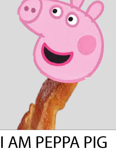 a picture of a pig with the words i am peppa pig