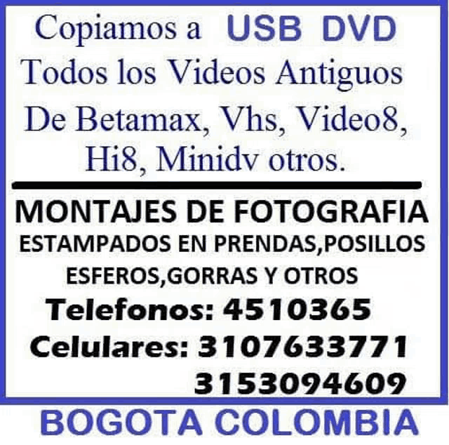 a poster in spanish that says copiamos a usb dvd todos los videos antiguos