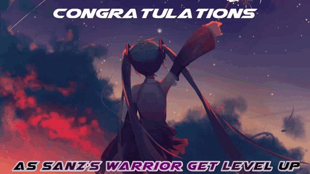 congratulations as sans 's warrior get level up with a picture of a girl