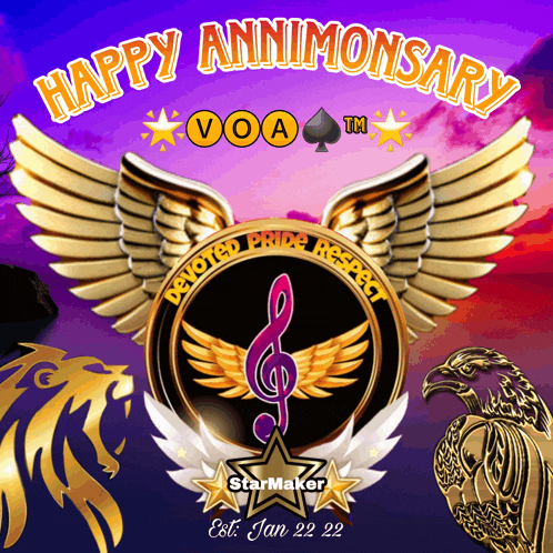 a poster that says happy annimonsary voa on it