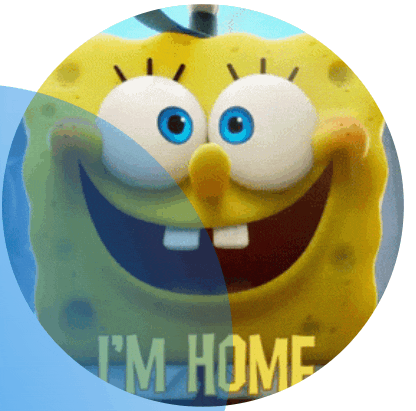 a picture of spongebob with the words " i 'm home " on it