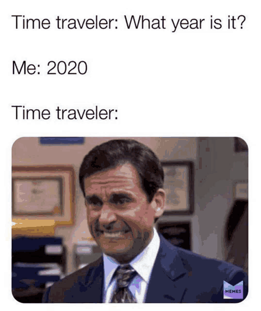 time traveler : what year is it ? me : 2020 time traveler : meme