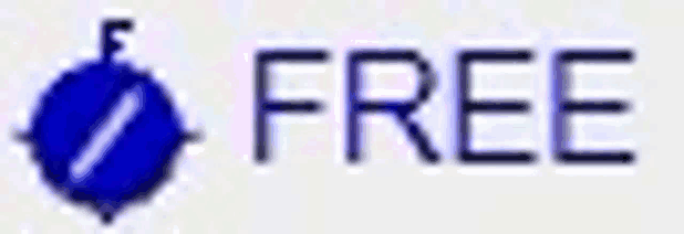 the word free is on a white background with a blue circle in the middle .