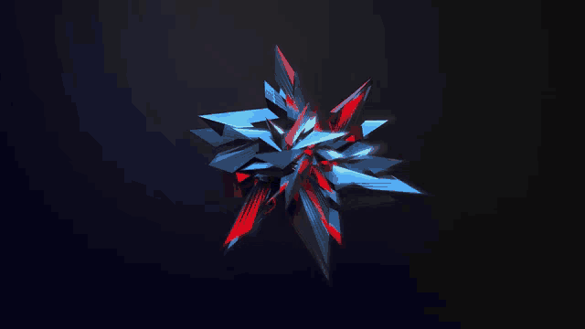 a blue and red star shaped object on a black background