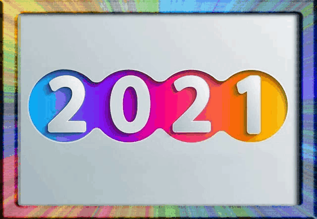 the year 2021 is displayed in a colorful circle