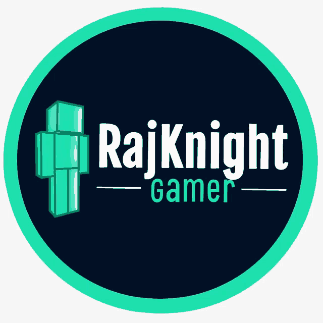 a logo for rajknight gamer with a green circle in the middle