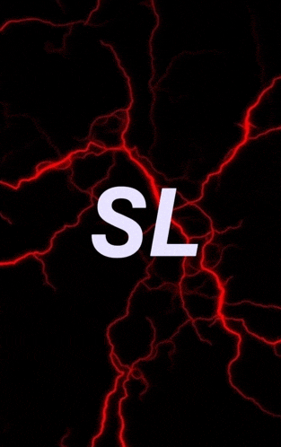 the letter sl is on a black background with red lightning behind it