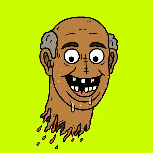 a cartoon drawing of a man with blood dripping out of his mouth