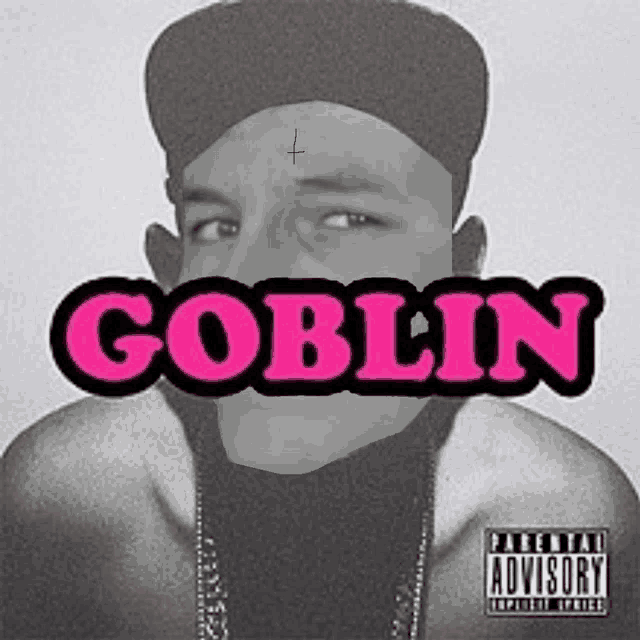 a man with a cross on his forehead is on the cover of a parental advisory album called goblin