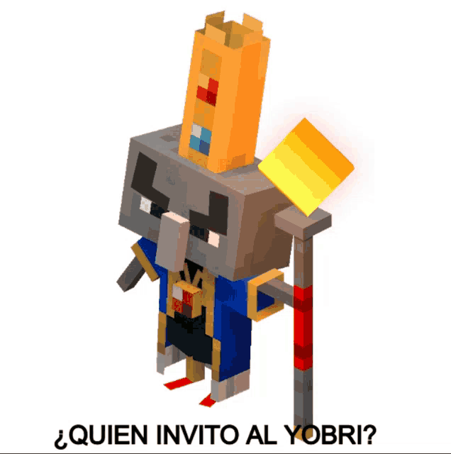 a picture of a minecraft character with the question " quien invito al yobri " written below it