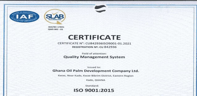 a certificate that says quality management system on it