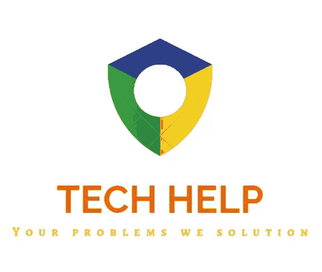 a logo for tech help shows a shield with a circle in the middle