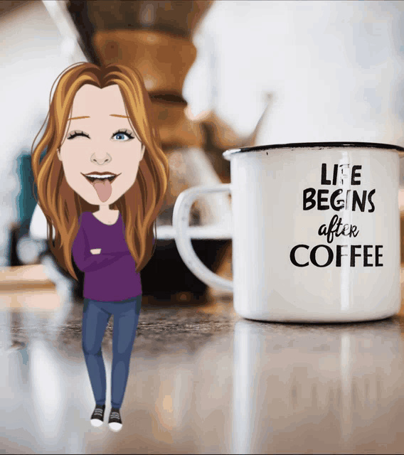 a mug that says " life begins after coffee " on it