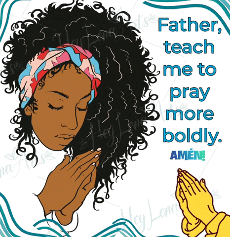 a drawing of a woman praying with the words father teach me to pray more boldly