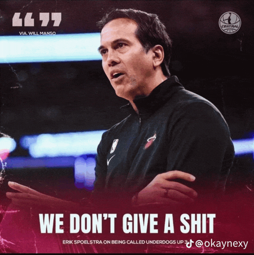 an advertisement for erik spoelstra on being called underdogs