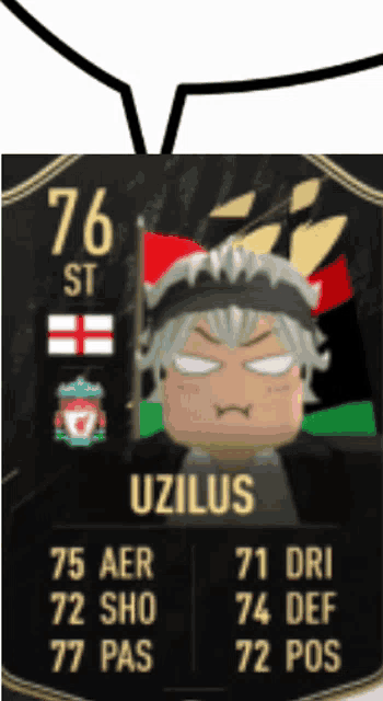 a soccer card with a picture of a boy with the name uzilus on it