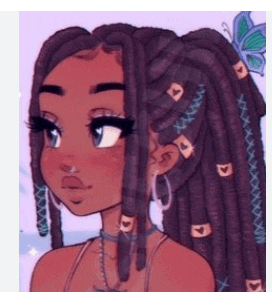 a drawing of a girl with dreadlocks and a butterfly in her hair .