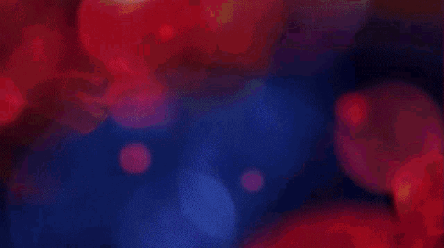 a blurry picture of red and blue bubbles on a dark blue background