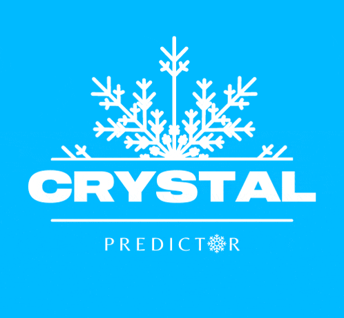 a blue background with white snowflakes and the word crystal