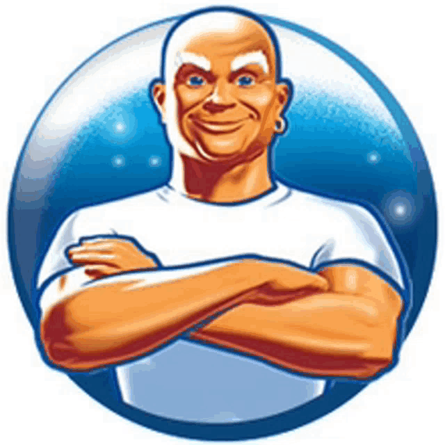 a man with his arms crossed in a blue circle