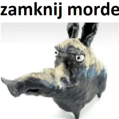 a picture of a donkey with the words zamknij morde on the bottom