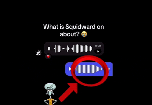 squidward from spongebob squarepants is standing in front of a text message