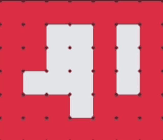 a red background with white squares and dots and the number 41