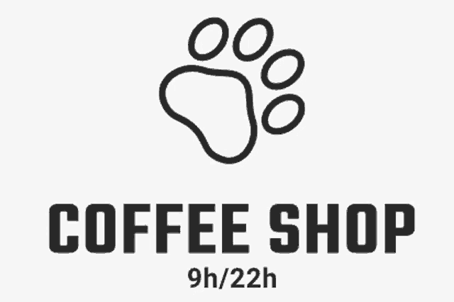 a black and white logo for a coffee shop with a paw print on it